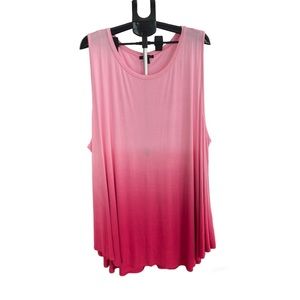 Lane Bryant Pink Ombre Sleeveless Boat Neck Max Swing Tunic Top 14/16 oversized